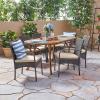 Christopher Knight Home Outdoor 7 Piece Acacia Wood and Wicker Dining Set, Teak with Multi Brown