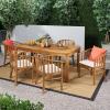 Christopher Knight Home Outdoor Expandable 6 Seater Acacia Wood Dining Set, Teak Finish and Cream