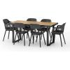 Christopher Knight Home Requeta Outdoor Dining Sets, Black + Teak