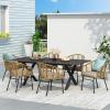Christopher Knight Home Rogge Outdoor Dining Sets, Beige + Light Brown + Matte Black + Black