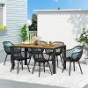 Christopher Knight Home Roma Outdoor Dining Sets, Black + Teak