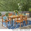 Christopher Knight Home Ryan Outdoor 6-Seater Rectangular Acacia Wood Dining Set, Teak Finish/Black/Gray Finish