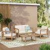 Christopher Knight Home Stefan Chat Set, Beige + Brown Wash