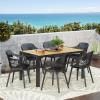 Christopher Knight Home Strada Outdoor Dining Sets, Black + Teak