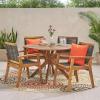 Christopher Knight Home Tracy Outdoor 5 Piece Acacia Wood Dining, Teak and Dark Gray