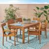 Christopher Knight Home Will Outdoor 7 Piece Acacia Dining Set, Teak Finish