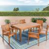 Christopher Knight Home Will Outdoor 7 Piece Acacia Dining Set, Teak Finish