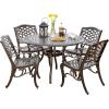 Christopher Knight Home Hallandale Outdoor Cast Aluminum Dining Set for Patio or Deck, 5-Pcs Set, Hammered Bronze(Antique)