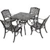 Christopher Knight Home Hallandale Outdoor Sarasota Cast Aluminum Square Dining Set, 5-Pcs Set, Hammered Bronze(5pcs Dining Set)
