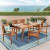 Christopher Knight Home Jerry Outdoor 7 Piece Acacia Dining Set, Teak Finish