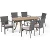 Christopher Knight Home Klondike Outdoor 7 Piece Wood and Wicker Dining Set, 22.25 “W x 25 “D x 35 “H, Gray