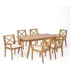 Christopher Knight Home Mesa Outdoor 7-Piece Acacia Wood Dining Set, Teak and Cream