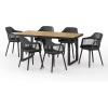 Christopher Knight Home Requeta Outdoor Dining Sets, Black + Teak
