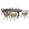 Christopher Knight Home Rogge Outdoor Dining Sets, Beige + Light Brown + Matte Black + Black
