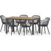 Christopher Knight Home Roma Outdoor Dining Sets, Black + Teak