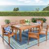 Christopher Knight Home Will Outdoor 7 Piece Acacia Dining Set, Teak Finish