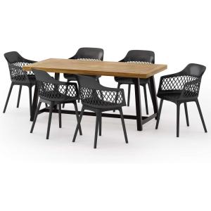 Christopher Knight Home Castellina Outdoor Dining Sets, Black + Sandblast Black