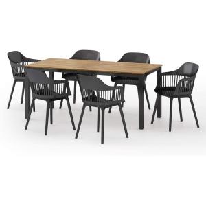 Christopher Knight Home Lorena Outdoor Dining Sets, Black + Teak