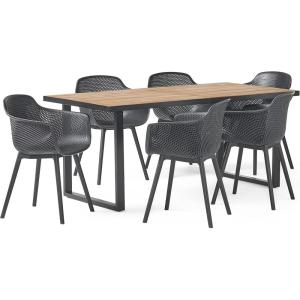 Christopher Knight Home Lotus Outdoor Dining Sets, Black + Teak