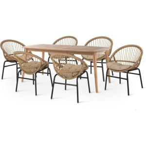 Christopher Knight Home Marten Dining Set, Light Brown + Beige + Teak