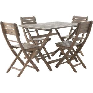Christopher Knight Home Positano Outdoor Acacia Wood Foldable Dining Set, Grey Finish