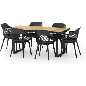 Christopher Knight Home Trinity Outdoor Dining Sets, Black + Teak
