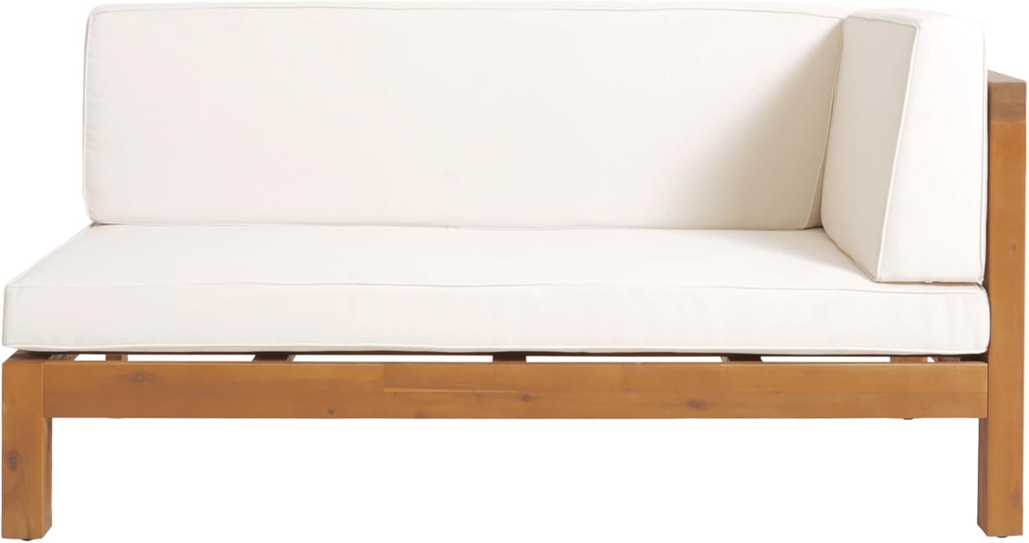 image:imageChristopher Knight Home Brava Outdoor Acacia Wood 11 Seater Sectional Patio Sofa Furniture Chat Conversation Sets with Cushions and Coffee Table 28 W x 3025 D x 265 H Teak Beige