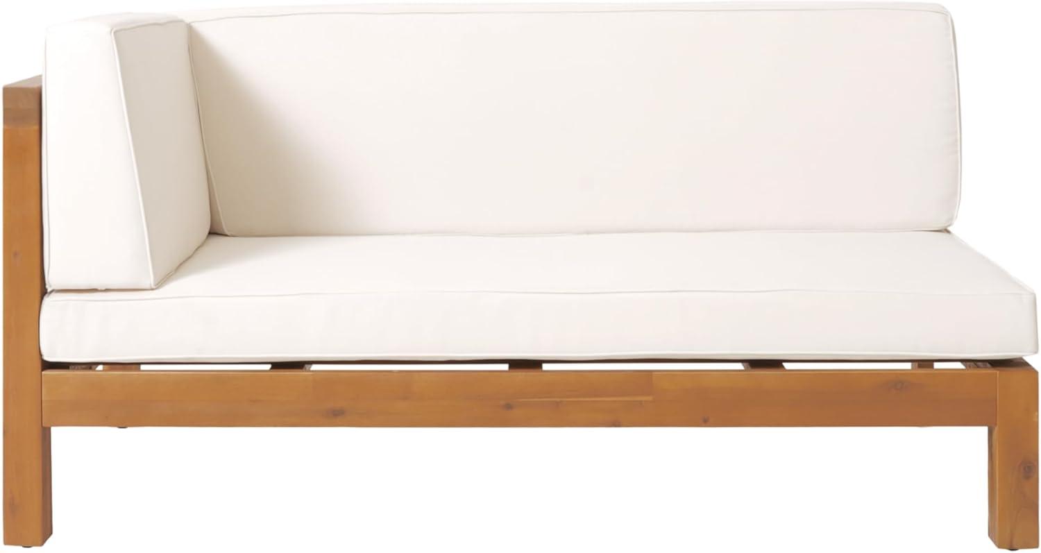 image:imageChristopher Knight Home Brava Outdoor Acacia Wood 11 Seater Sectional Patio Sofa Furniture Chat Conversation Sets with Cushions and Coffee Table 28 W x 3025 D x 265 H Teak Beige