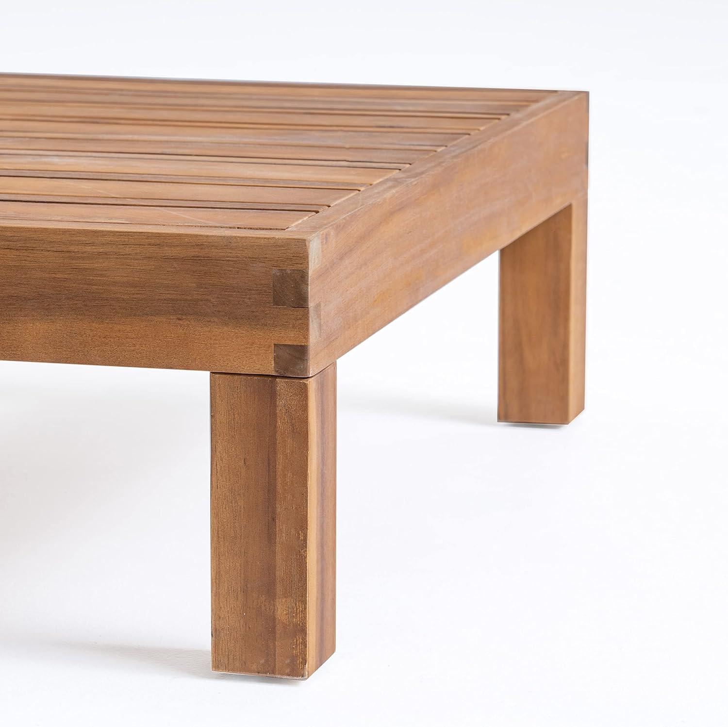 image:imageChristopher Knight Home Brava Outdoor Modular Acacia Wood Loveseat and Coffee Table Set with Cushions Teak and Blue