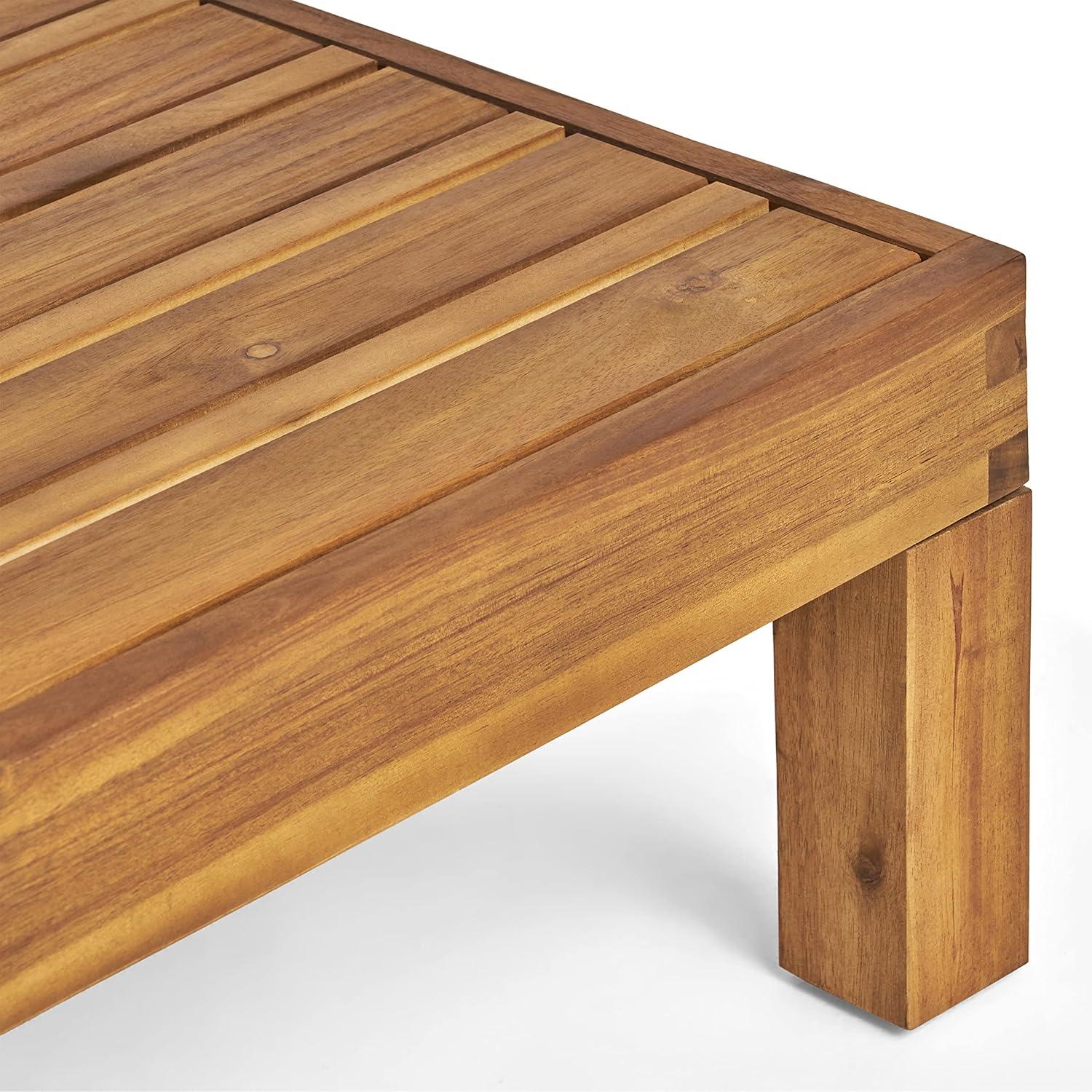 image:imageChristopher Knight Home Brava Outdoor Modular Acacia Wood Loveseat and Coffee Table Set with Cushions Teak and Blue
