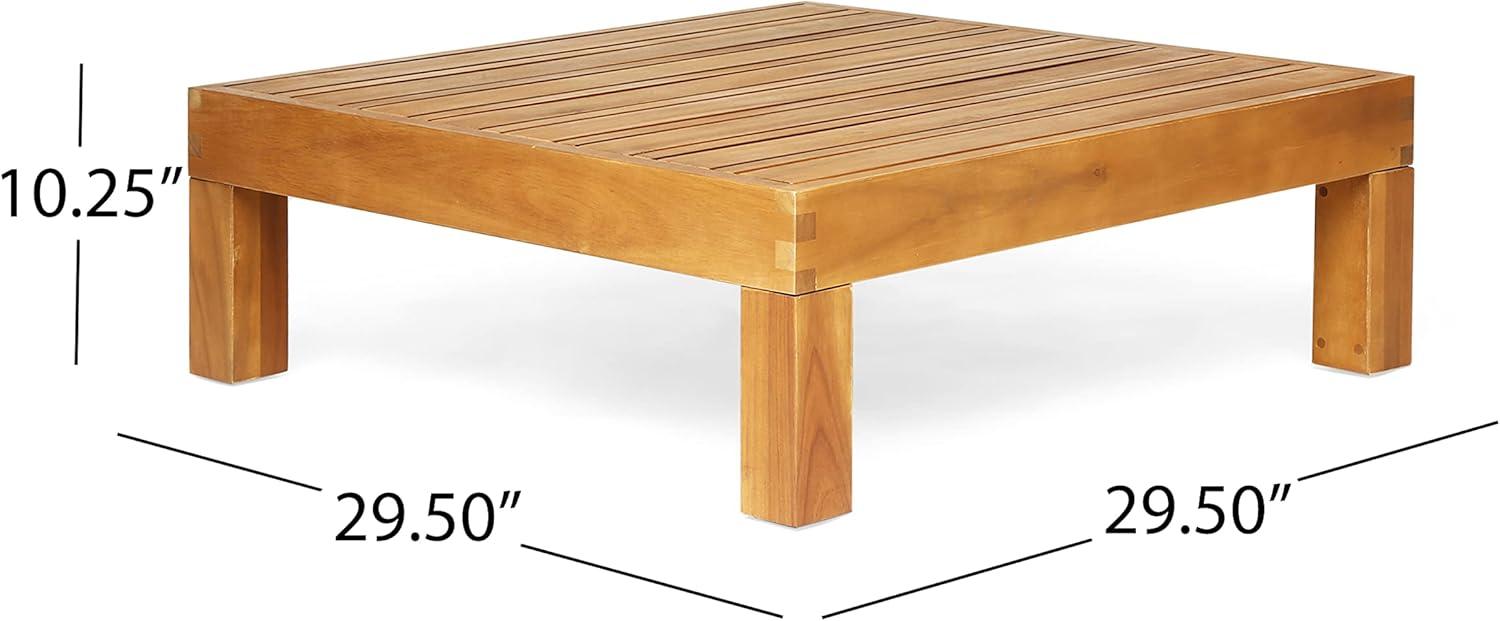 image:imageChristopher Knight Home Brava Outdoor Modular Acacia Wood Sofa and Coffee Table Set with Cushions Teak and Red