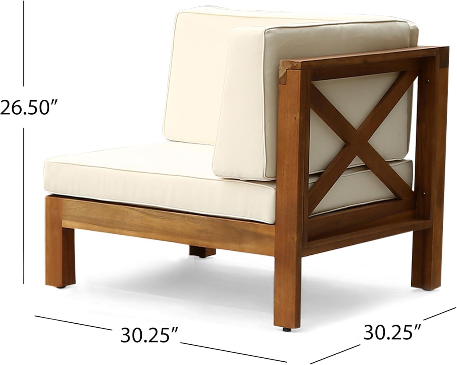 image:imageChristopher Knight Home Bravap Outdoor Acacia Wood 8 Seater Sectional Couches Sofa Set Patio Furniture Setwith Coffee Table 885 W x 885 D x 265 H Teak Beige