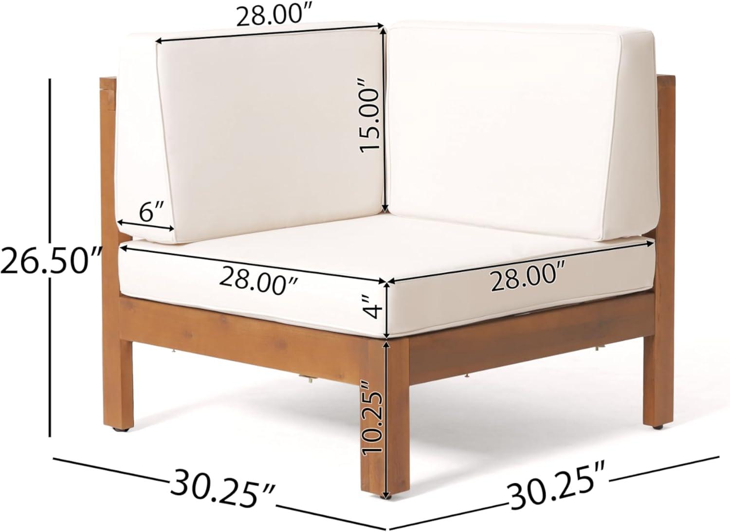 image:imageChristopher Knight Home Bravap Outdoor Acacia Wood 8 Seater UShaped Sectional Couches Sofa Patio Furniture Set with Coffee Table 11650 W x 8850 D x 265 H Teak Beige