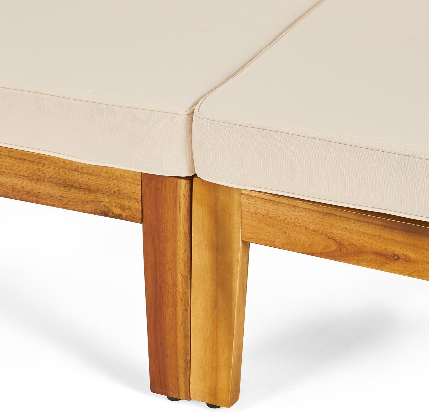 image:imageChristopher Knight Home Grena Outdoor Acacia Wood 7 Seater Sectional Conversation Set with Coffee Table Teak and Beige