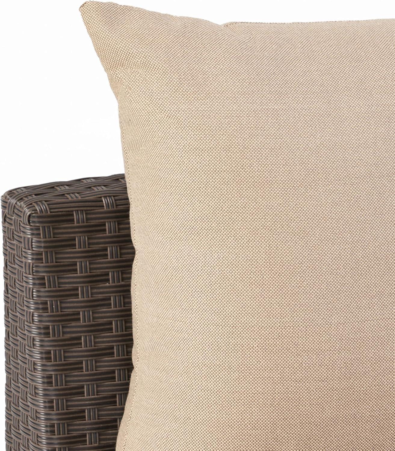 image:imageChristopher Knight Home Newton Outdoor Porch Transitional Curved Wicker Loveseat Sectional Sofa with Cushions Dark BrownBeige