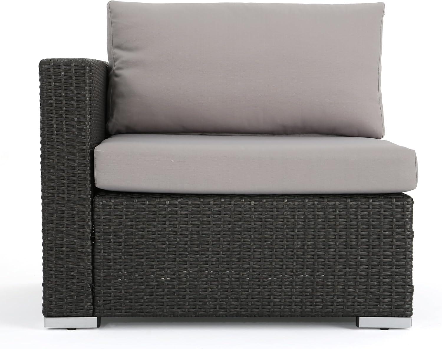 image:imageChristopher Knight Home Santa Rosa Outdoor Wicker 4 Seater Sectional Conversation Set with Aluminum Frame and Water Resistant Cushions