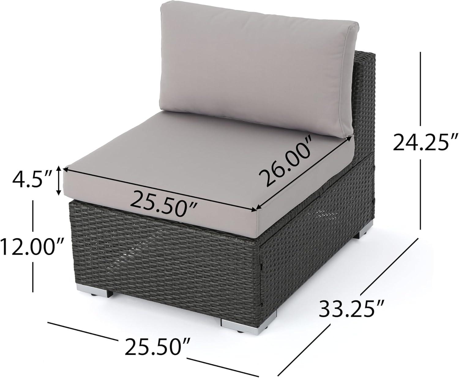 image:imageChristopher Knight Home Santa Rosa Outdoor Wicker 4 Seater Sectional Conversation Set with Aluminum Frame and Water Resistant Cushions