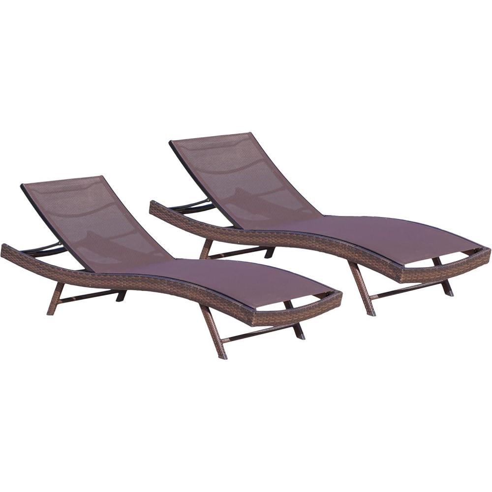 image:imageChristopher Knight Home Kauai Textilene Chaise Lounge Set 2Pcs Set Multibrown