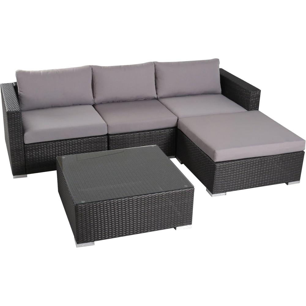 image:imageChristopher Knight Home Santa Rosa Outdoor Wicker 4 Seater Sectional Conversation Set with Aluminum Frame and Water Resistant Cushions