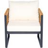 Christopher Knight Home Alvin Patio Acacia Wood and Metal Accent Chair, Outdoor Lounge Chair with Cushion, Deep Seating Garden Armchair, Comfy Reading Chair, Single Sofa Club Chair, Beige+Teak+Black