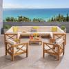 Christopher Knight Home Brava Outdoor Acacia Wood 11 Seater Sectional Patio Sofa Furniture Chat Conversation Sets with Cushions and Coffee Table, 28 “W x 30.25 “D x 26.5 “H, Teak + Beige