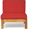 Christopher Knight Home Brava Outdoor Modular Acacia Wood Sofa and Coffee Table Set with Cushions, Teak and Red