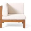 Christopher Knight Home Bravap Outdoor Acacia Wood 8 Seater U-Shaped Sectional Couches Sofa Patio Furniture Set with Coffee Table, 116.50 “W x 88.50 “D x 26.5 “H, Teak + Beige
