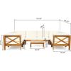Christopher Knight Home Bravap Outdoor Acacia Wood 8 Seater U-Shaped Sectional Couches Sofa Patio Furniture Set with Coffee Table, 116.50 “W x 88.50 “D x 26.5 “H, Teak + Beige