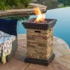 Christopher Knight Home Chesney Stone MGO Fire Column – 40,000 BTU, 19.5″, Natural Stone