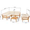 Christopher Knight Home Grena Outdoor Acacia Wood 7 Seater Sectional Conversation Set with Coffee Table, Teak and Beige