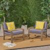 Christopher Knight Home Grenada Outdoor Acacia Wood Club Chairs with Water Resistant Cushions, 2-Pcs Set, Grey Finish / Dark Grey