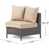 Christopher Knight Home Newton Outdoor Porch Transitional Curved Wicker Loveseat Sectional Sofa, with Cushions, Dark Brown/Beige