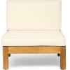 Christopher Knight Home Outdoor Acacia Wood 5 Seater Sectional Sofa Set with Water-Resistant Cushions, Teak and Beige