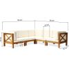 Christopher Knight Home Outdoor Acacia Wood 5 Seater Sectional Sofa Set with Water-Resistant Cushions, Teak and Beige